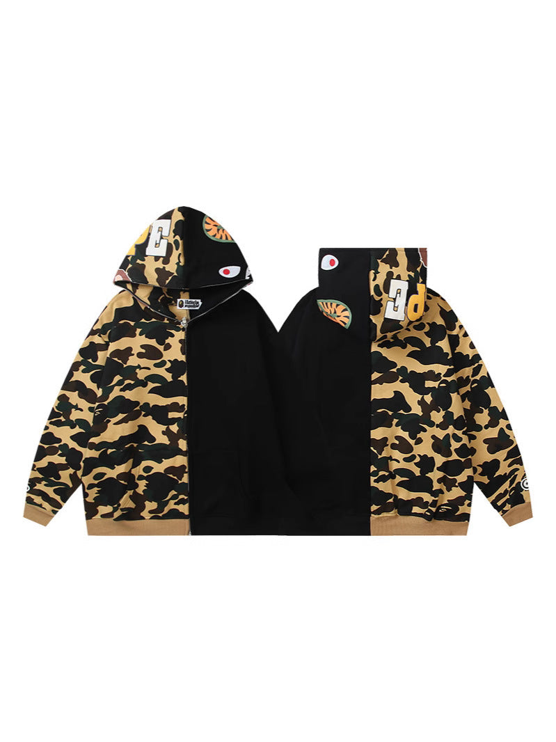 Baby Apee Shark Camo Zip Hoodie - Unisex Streetwear Jacket