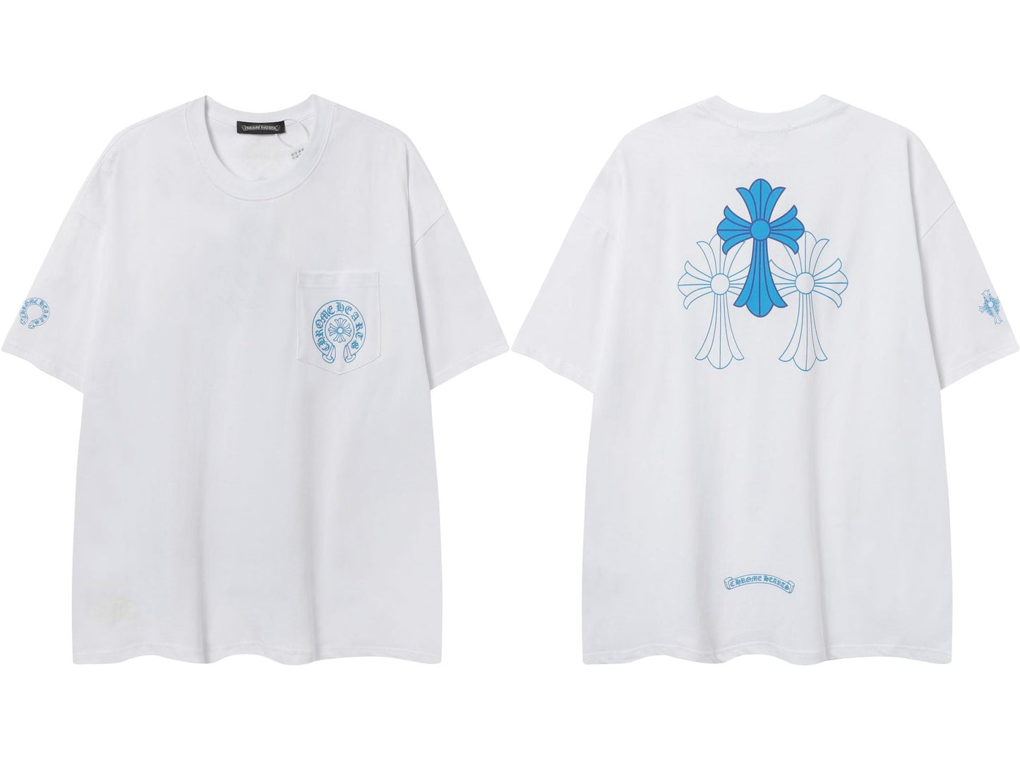 2025 New CHRM Heart Cross Sanskrit Patch Print Embroidery Loose Short Sleeve for Men and Women(2)