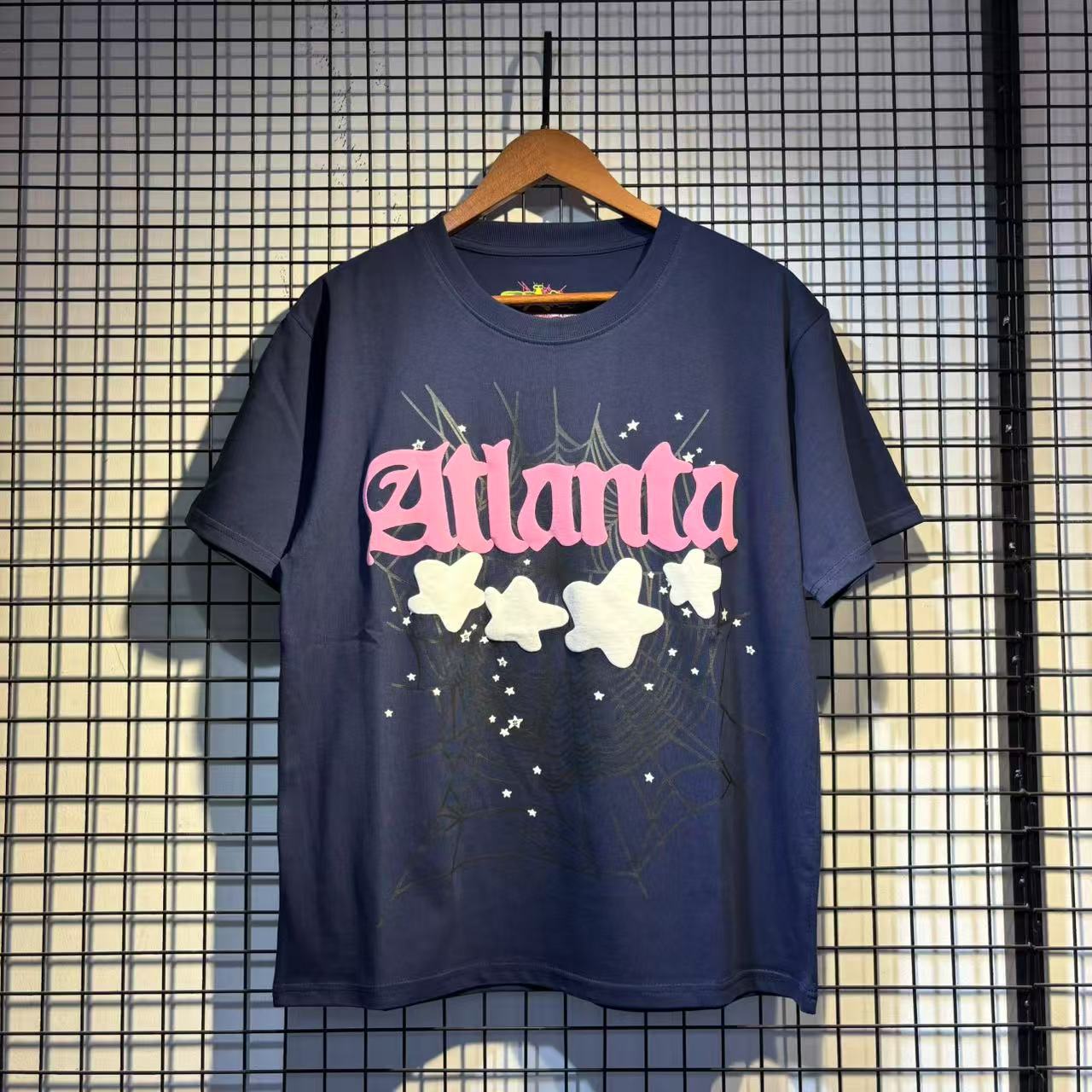 2025 New European and American Fashion Brand Male and Female Couples Wear plus Size Loose SP5-Der Spider Web Printed Short Sleeve T-shirt